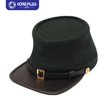 "Men's US Civil War Officer's Plain Wool Kepi - Historical Elegance in Green"