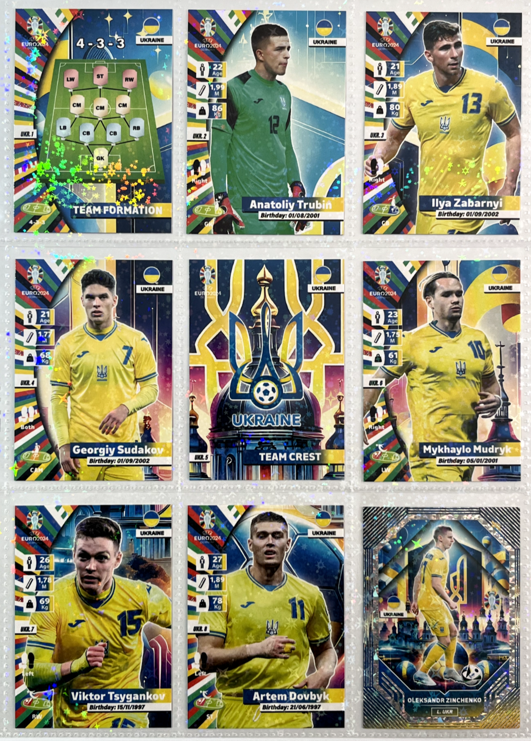 2024 UEFA EURO GERMANY EF Card #T15 UKRAINE SOCCER TEAM Zinchenko Zabarnyi