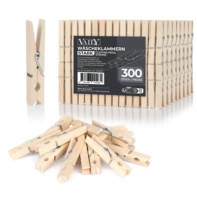 Vaily Wäscheklammern aus Birkenholz 300er Pack - Holzklammern für Wäsche und DIY