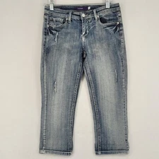 Vigoss Womens Jeans Size 3 Blue Capri Distressed Low Rise