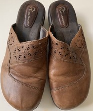 Earth Origins Janie Shoes Women 9.5 Leather Mule Clogs Cognac