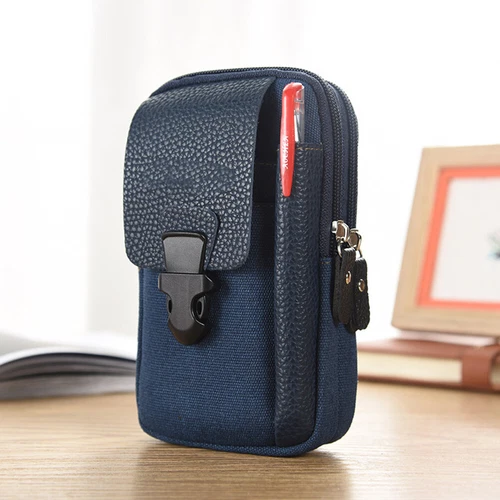Canvas Men Waist Belt Bags Business Sports Casual Male Zip Mobile Phone Pouch - Picture 26 of 39