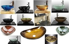 Bathroom Clock Room Countertop Tempered Glass Basin Sink ( Amazing Quality )