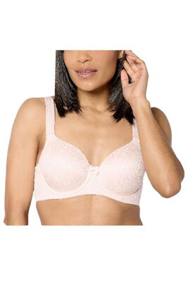 Breezies Wild Rose Lace Contour Underwire Bra Pearl Blush