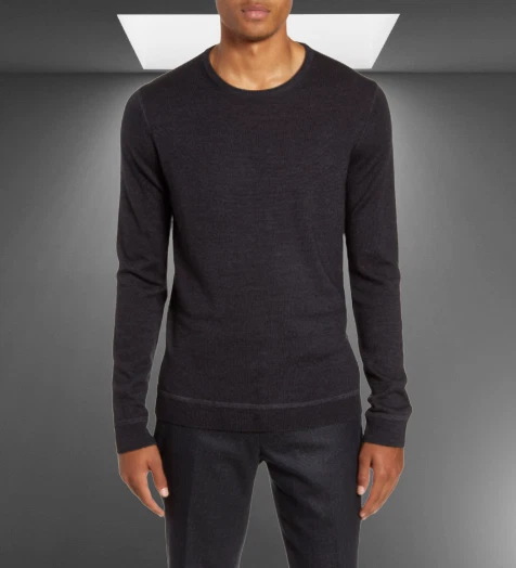 Sweater Nordstrom Signature Merino Wool Garment Dye Crewneck XL Grey Size XL