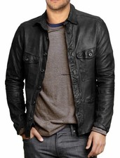 Men's Leather Jacket Black New Slim fit Biker genuine lambskin jacket