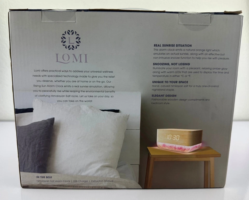Lomi Sunrise Alarm Clock w/Himalayan Salt Base Model LOMD1082WD. New - Image 3 of 4