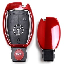 Chrome Red Tpu Key Fob Case For Mercedes C E S M Cla Clk Cls Slk Glk Gla Gl Etc. Chrome Red Tpu Key Fob Case For Mercedes C E S M Cla Clk Cls Slk Glk Gla Gl Etc.
