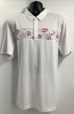 Travis Matthew Men's GOOD GOOD FLOURISH Short Sleeve White Polo Shirt Size 2XL