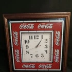 Vintage Large Coca-Cola Clock Square in Frame working.