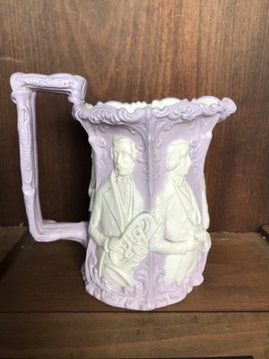 Samuel Alcock Lavender Distin Family Parian Milk Pitcher Saxhorn Players 1845
