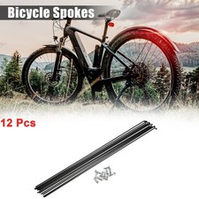12 Pcs 14G J Bend 298mm x 2mm Bike Bicycle Spokes with Nipples Steel Black