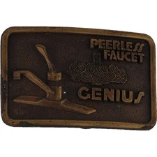 Peerless Faucet Genius Plumber Plumbing Tool Fixture 1980s Vintage Belt Buckle