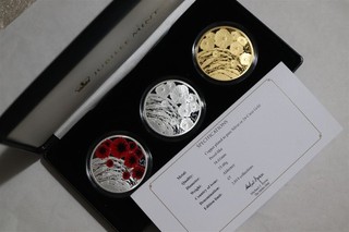 🧭 🇬🇧 ALDERNEY POPPY PROOF SET 5 POUNDS ORIGINAL BOX COA B97 #2