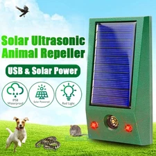 Ultrasonic Animal Repeller Solar Powered, Pest Dog & Cat Repellent, Waterproof