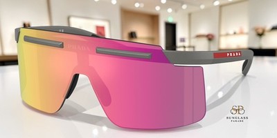 PRADA LINEA PS B06S 16X20A Metal Grey Violet Mirror Pink 40 mm Men's Sunglasses