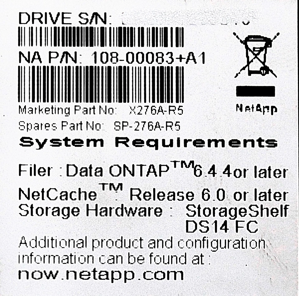 NETAPP X276A 300 GB,Internal,1000 RPM,3.5" (X276A-R5) Hard Drive 108-00083 - Image 3 of 4