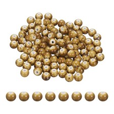 100Pcs 8mm Round Ceramic Porcelain Beads, Spotted Beige
