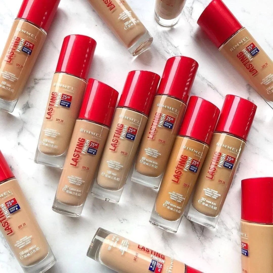 Rimmel London Lasting Finish Foundation – 35h Halt, SPF 20, Mit Hyaluron | Hydratierende Langzeit-Make-up