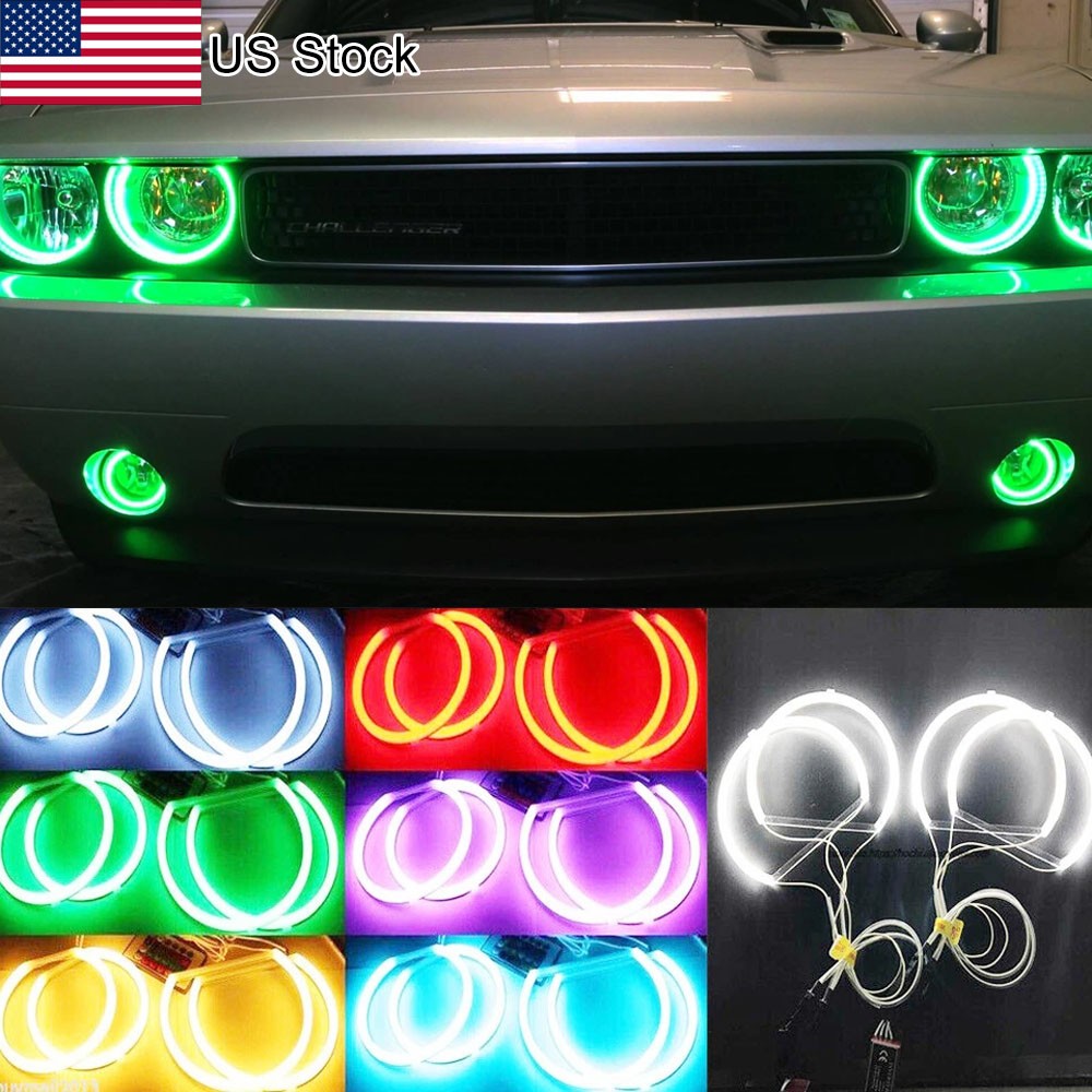 4Pcs Muti-Color LED Headlight Halo Ring Angel Eye For 2015-2023 Dodge Challenger