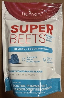 HumanN - SuperBeets Memory Focus Chews, 30 Chews, Blueberry Pomegranate Exp 1/27