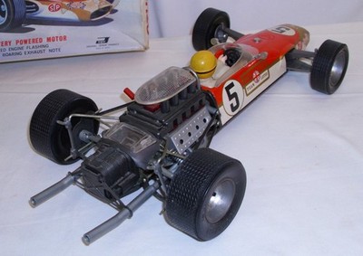 ASAHI LOTUS 49 FORD F-1 FORMULA RACE CAR LARGE TIN BATTERY TOY