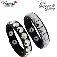 Unisex Leather Cuff Bracelet - Adjustable Punk Rock Wristband for All Occasions