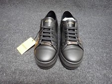 NEW Women's Valentino Dalia Laser Italian Leather Sneakers US7 Black SS89 