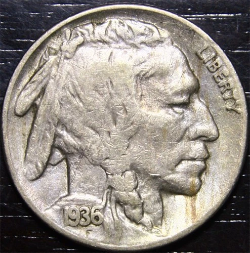 1936 S Buffalo Nickel 5c US Coin San Francisco Mint