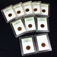 Group Lot of Ten Slabbed Teens Era Wheat Cents