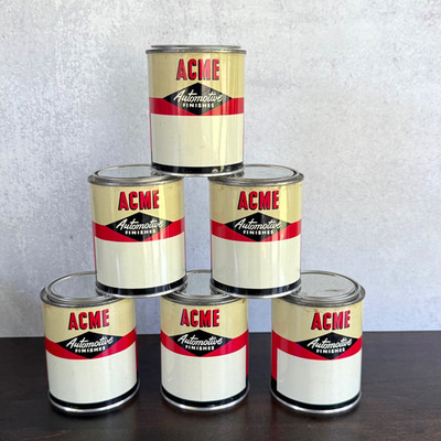 Lot of 6 Vintage ACME Automotive Car Finishes Paint Cans NOS Unused Pint Sz Lids