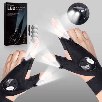 LED Flashlight Gloves with 2 Bright Finger Lights
