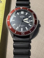 Orient Kamasu Mako III Men's Black Watch - Crimson Bezel F692-UAB8