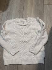 Janie and Jack Boys Cream Cable Knit Crewneck Sweater size 5.