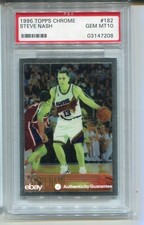 1996 Topps Chrome Steve Nash Rookie Card PSA 10 GEM MINT Graded Basketball #182. rookie card picture