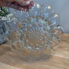 10" Clear Glass Deviled Easter Egg Easter Serving Scalloped Kitchen Divided Dish