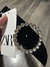 Zara - Rhinestone Gemstone Belt Buckle Black Size 80 S