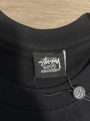 Stussy Men's Black Graphic Print Logo T-Shirt Crew Neck Short Sleeve Size M