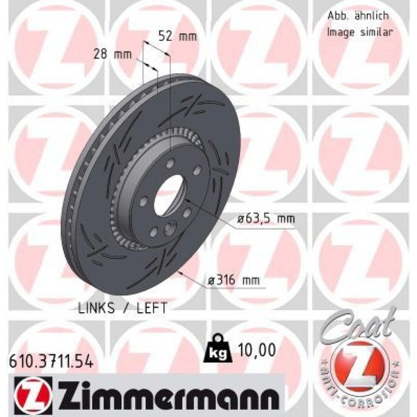 Zimmermann 610.3711.54 Bremsscheibe FüR Volvo Ford Land Rover V70 V60 S60 S80-image