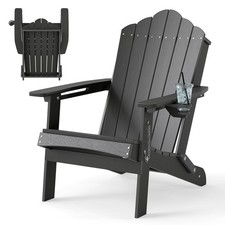 COSTWAY Folding Adirondack Chair Weather Resistant HDPE Lawn Chair