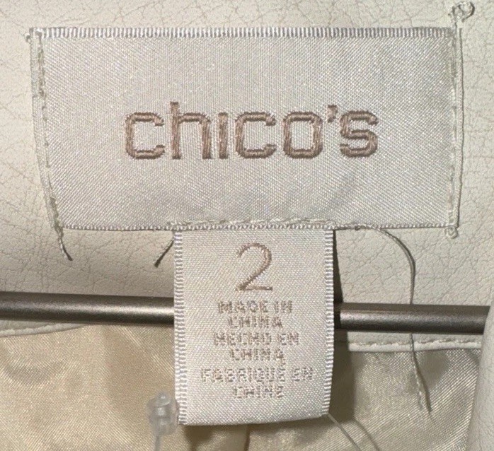 NWT CHICO’S Lace Up Moto Jacket Cream Off-White Size 2 $169.00 Outerwear thumbnail 5