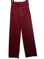 Anthropologie The Colette Corduroy Full-Length Red Wide-Leg Pants by Maeve 28
