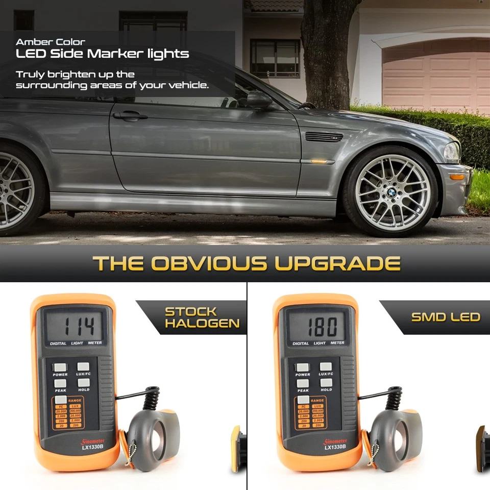 Full LED Sequential Smoke Side Marker Lights For 1999-2003 BMW 325Ci 330Ci 330i Foto 3 de 4