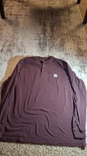 Carhartt 3-Button Heavy Cotton Henley Pocket Shirt Maroon Men  s XL Tall