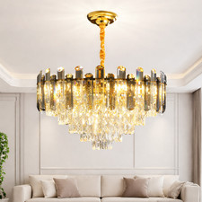 Modern Crystal Chandelier Gold Ceiling Light Luxury Pendant Lamp UK Banqueting