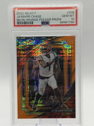2022 Panini Select FOTL - Ja'Marr Chase Neon Orange Pulsar Prizm /7 PSA 10 Pop 4