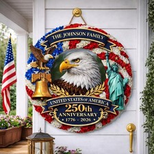 250th Anniversary America Door Hanger, 1776  2026 Patriotic Wood Door Sign,