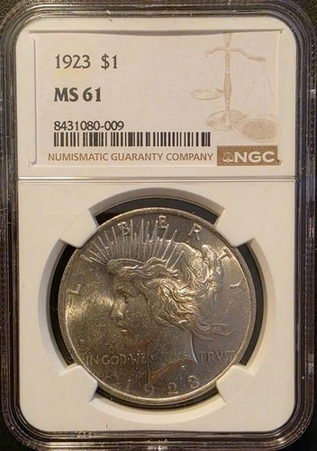 1923 Peace Silver Dollar NGC MS61 Frosty White Just Graded New Holder