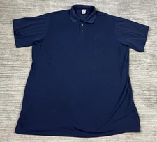 Red Kap Shirt Mens 4XL Blue Polo Short Sleeve Polyester Blend Casual
