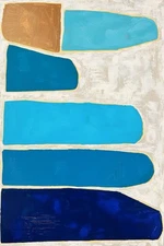 Original Abstract Textured Colorful MCM MidMod Painting Great Lakes Michigan Art